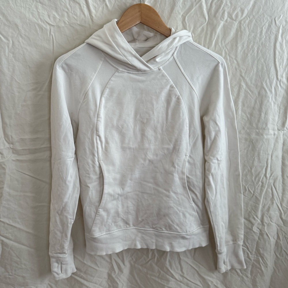 Lululemon White Scuba Hooded Pullover